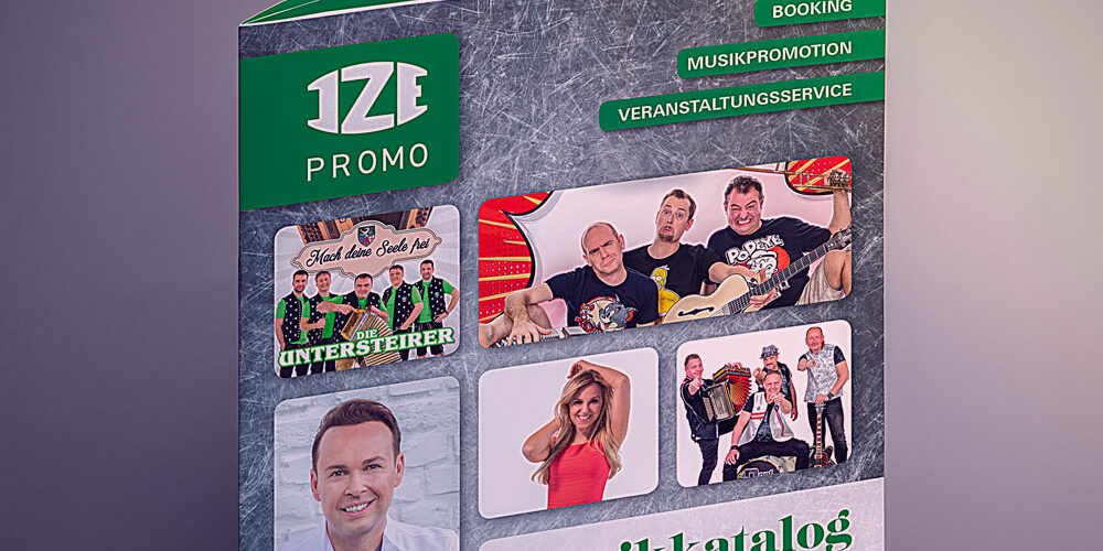 IZE-Promo Katalog aufgestellt, Titelseite, auf grauem Hintergrund