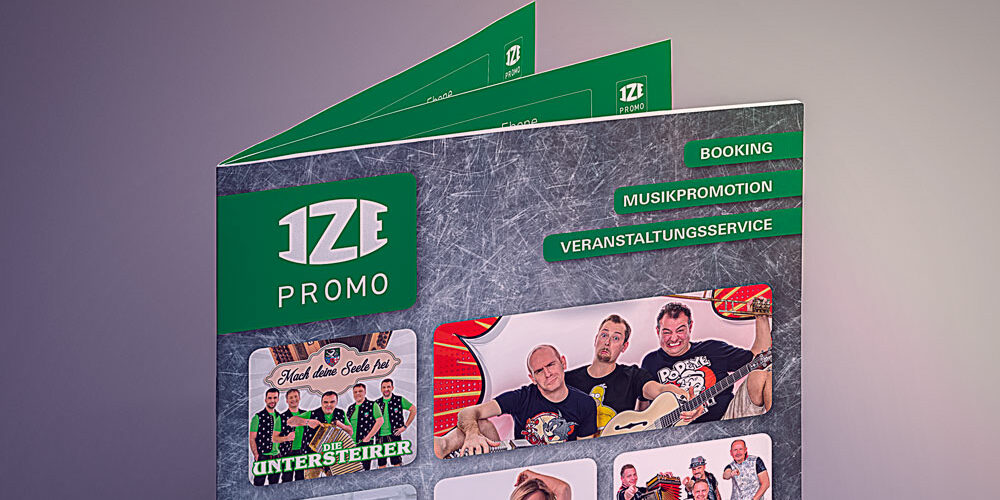 IZE-Promo Katalog aufgestellt, Titelseite, auf grauem Hintergrund