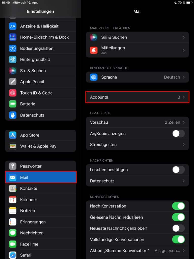 Screenshot Apple Mail - Anleitung E-Mail Einrichtung - Schritt 1