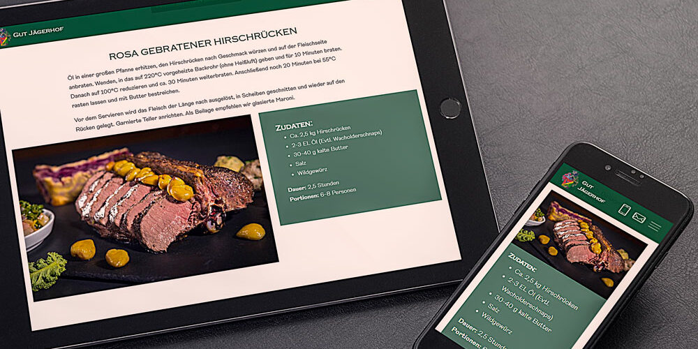 Gut Jägerhof Mockup Webentwicklung – Smartphone und Tablett