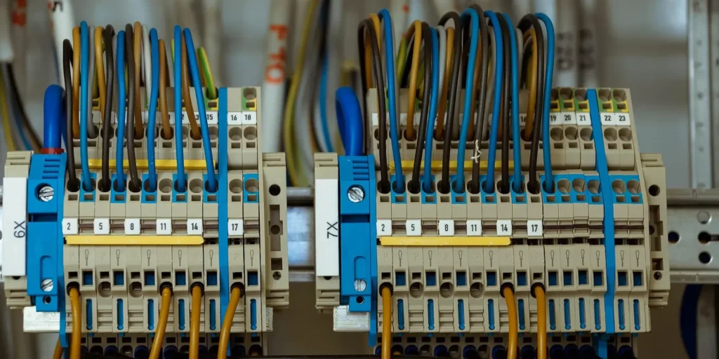 Elektroklemmleiste mit verschiedenen Elektrodrähten